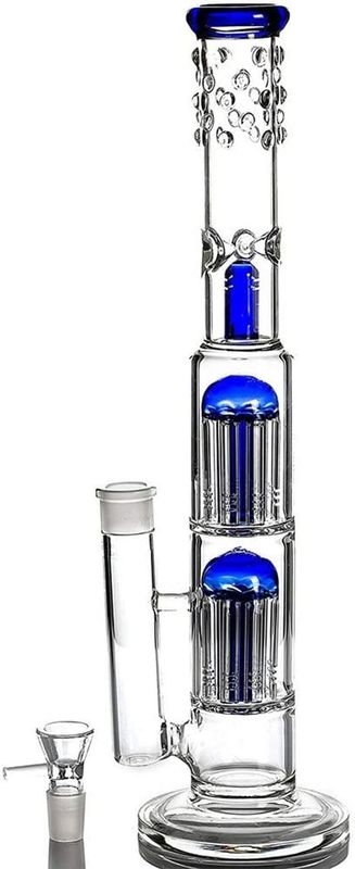 18mm Oil Dab Rigs Glass Water Bong Glass مزدوج شجرة مزحلة أنابيب المياه مع الرماد الماسك