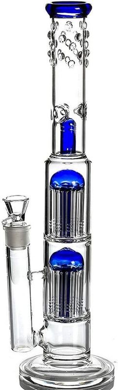 18mm Oil Dab Rigs Glass Water Bong Glass مزدوج شجرة مزحلة أنابيب المياه مع الرماد الماسك
