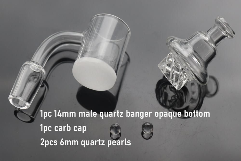 Verre à fumer Bong Banger Nail Set 25mm Fond opaque avec bouchon de carburateur et perles Terp