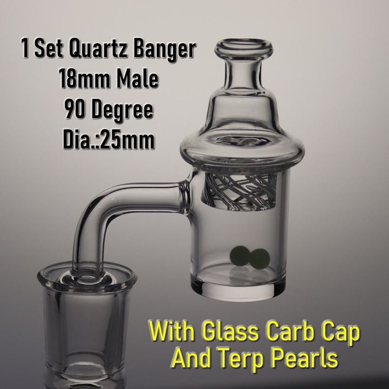 Smoking Dab Rig 14 mm Quartz Banger Nail 18 mm mâle 90 degrés 25 mm avec perles Terp