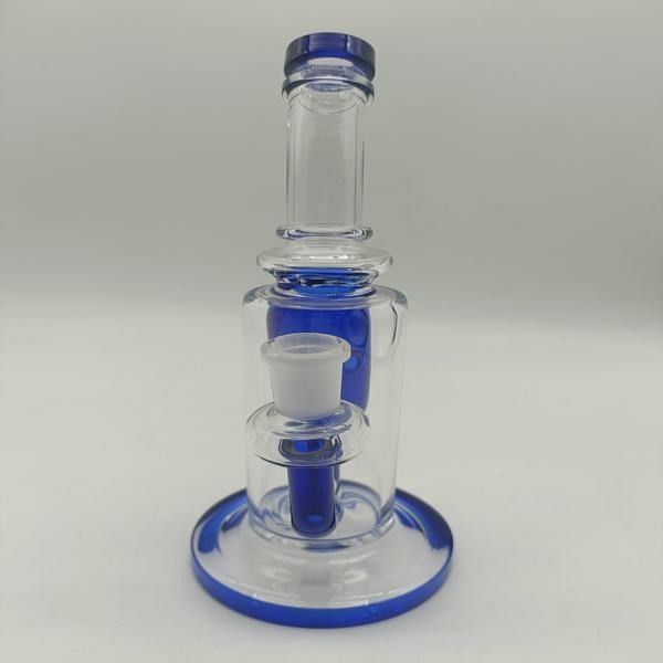 ISO9001 Blue Male Straight Glass Water Pipe Rrecycler Water Bong With Ice Catcher And Percolator